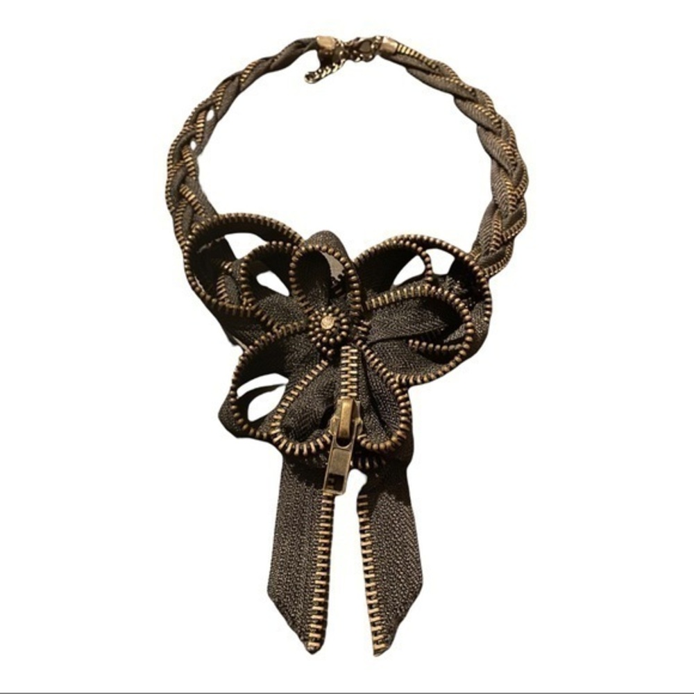 Necklace made entirely out of zippers.